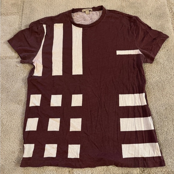 Burberry Burgundy Stripes T-Shirt - Picture 1 of 7